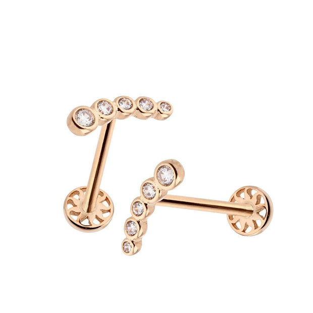 14k Gold Five Stone Tragus Piercing