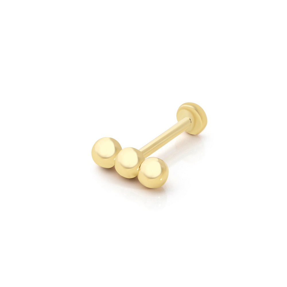 14k Gold Triple Ball Tragus Piercing