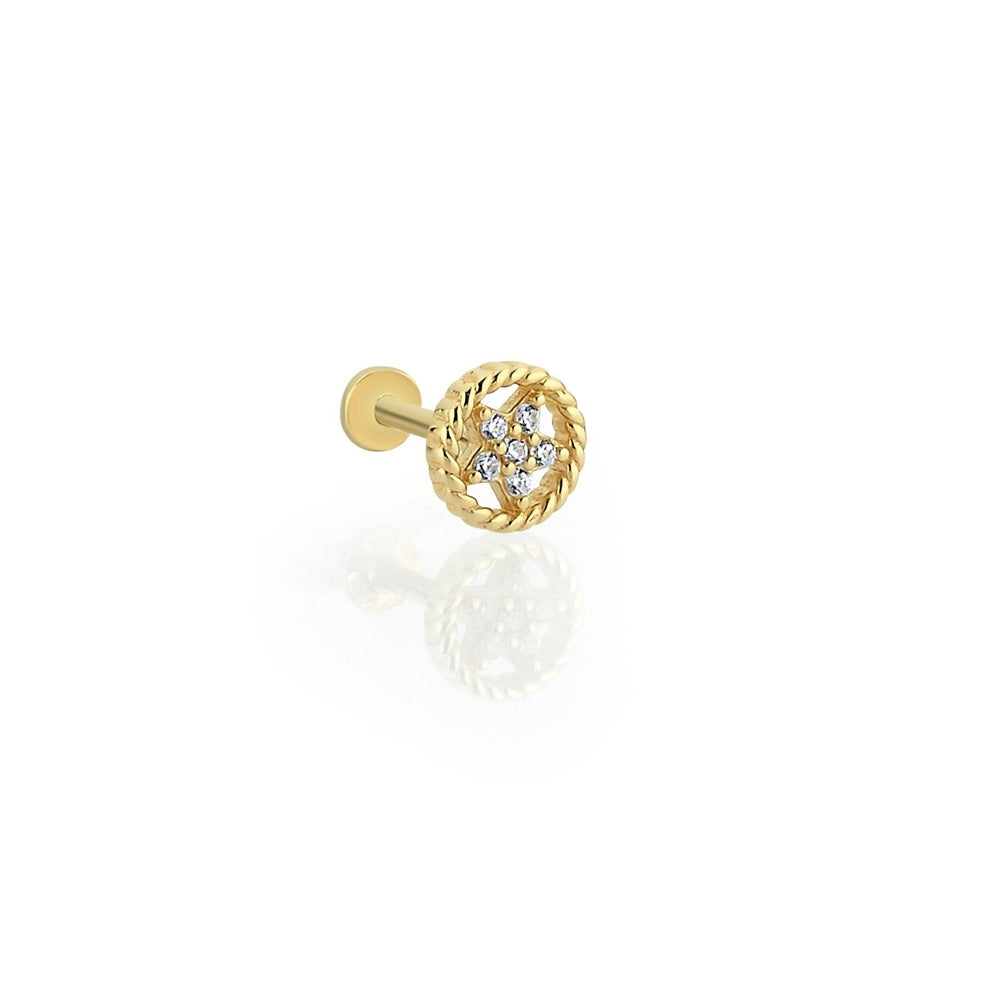 14k Gold Embroidered Star Tragus Piercing