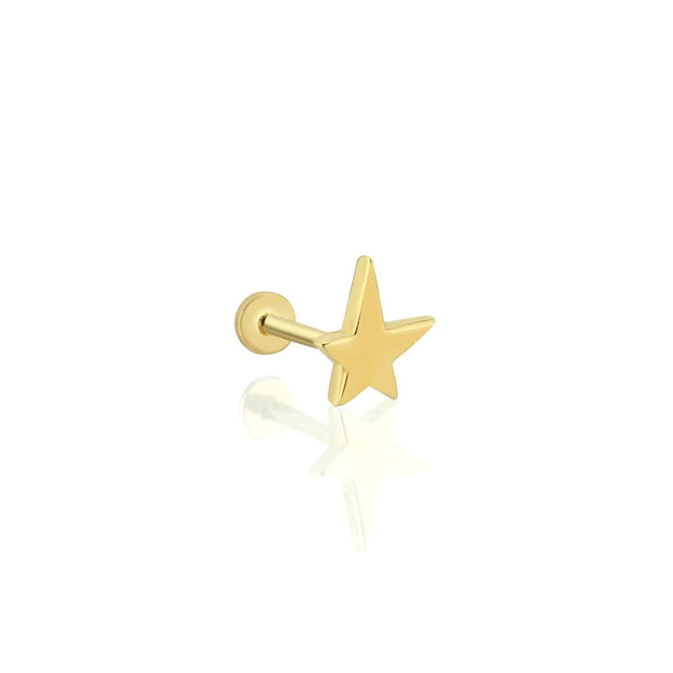 14k Gold Asymmetric Big Star Tragus Piercing