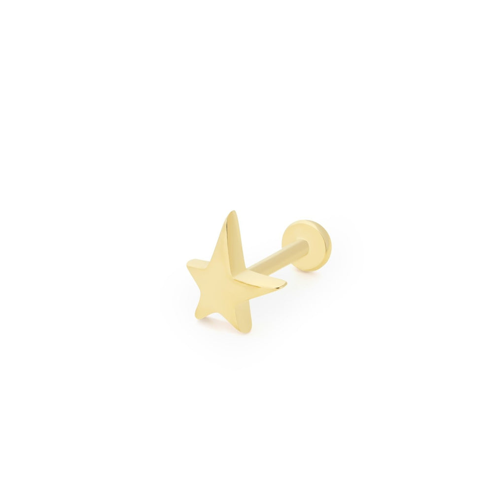 14k Gold Asymmetric Small Star Tragus Piercing