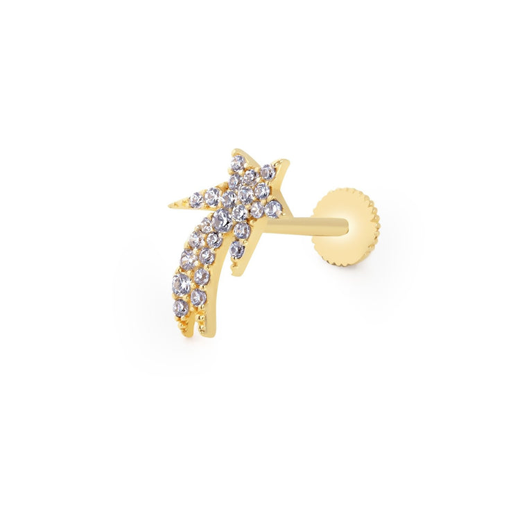 14k Gold Comet Tragus Piercing