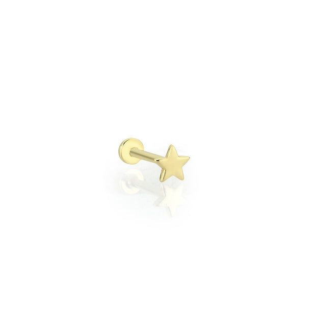 14k Gold Minimal Star Tragus Piercing