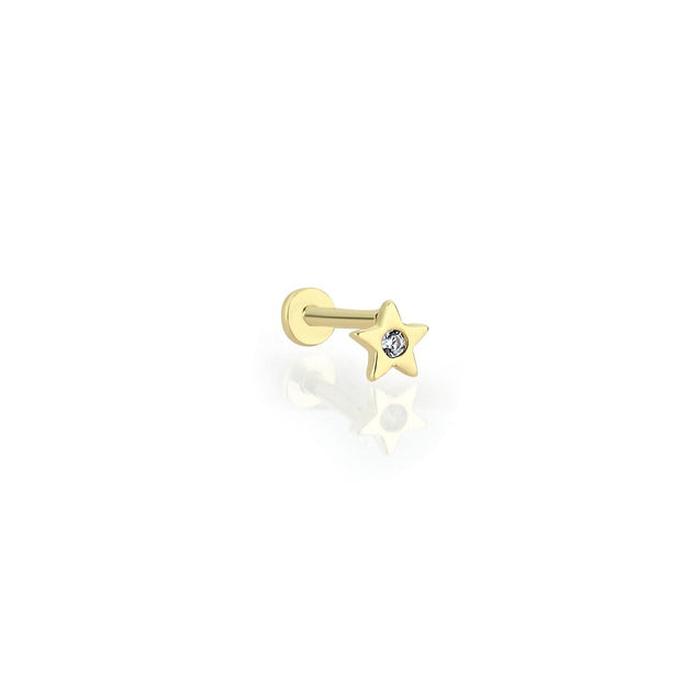 14k Gold Solitaire Star Tragus Piercing