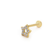 14k Gold Stone Star Tragus Piercing