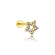 14k Gold Stone Star Tragus Piercing