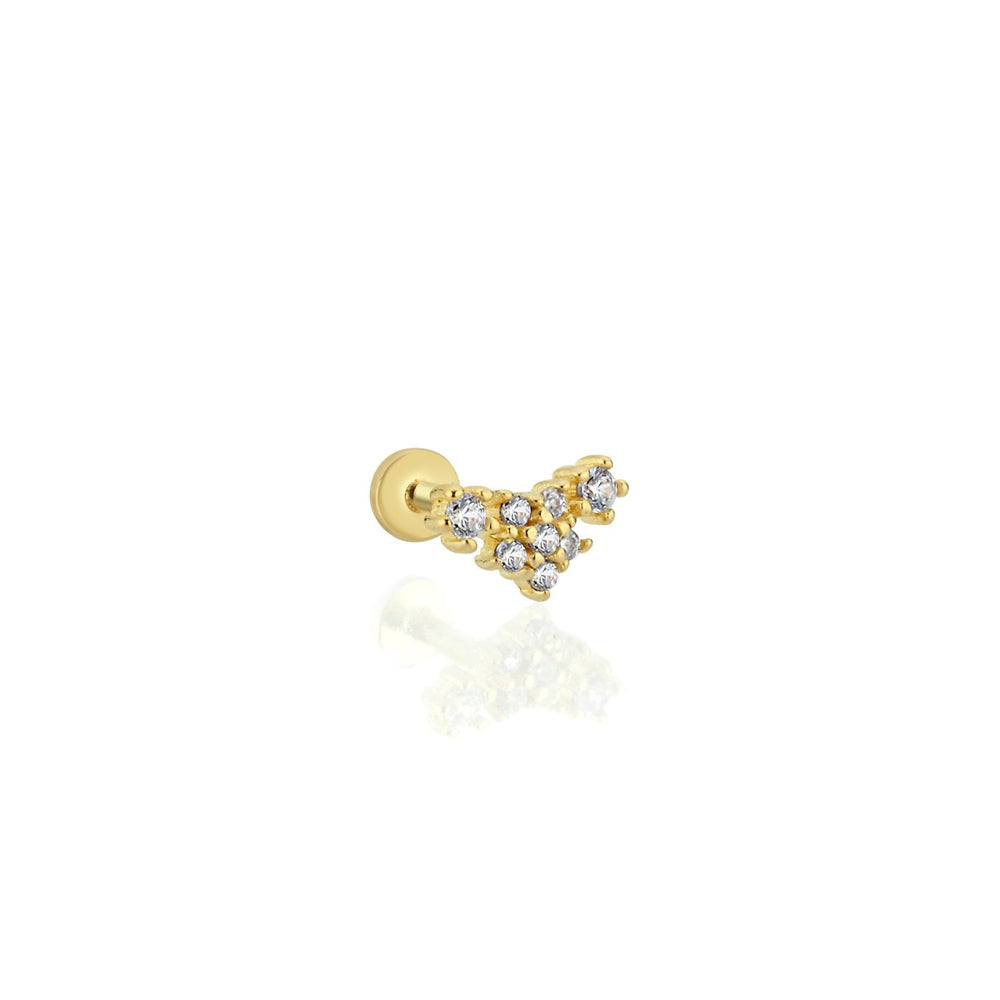 14k Gold Row Stone Tragus Piercing