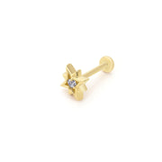 14k Gold Solitaire Polar Star Greater Tragus Piercing