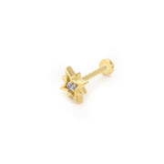 14k Gold Solitaire Pole Star Small Tragus Piercing