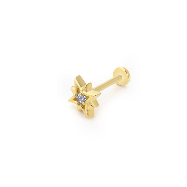 14k Gold Solitaire Pole Star Small Tragus Piercing