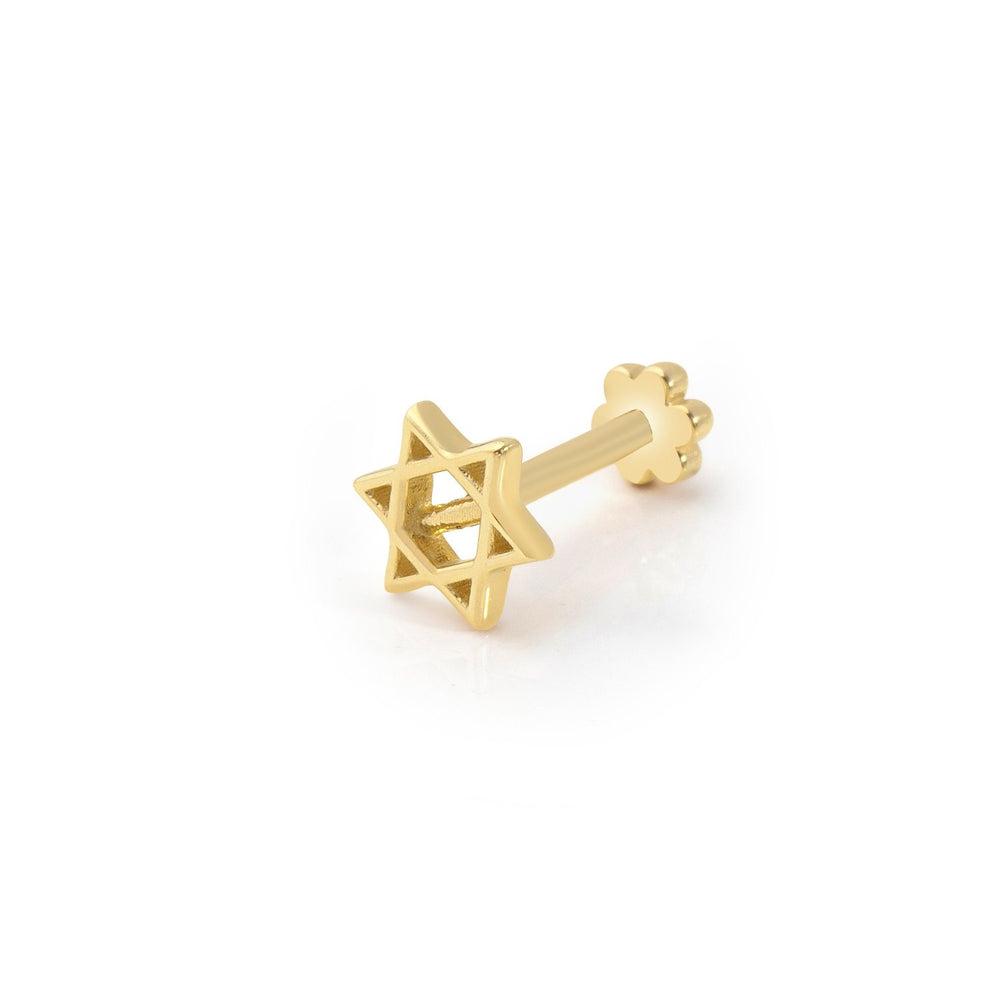 14k Gold Six-Pointed Star Tragus Piercing