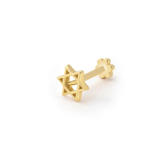 14k Gold Six-Pointed Star Tragus Piercing