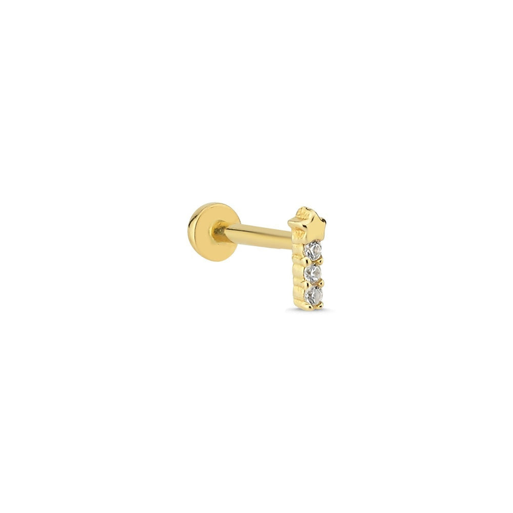 14k Gold Three Stone Star Tragus Piercing