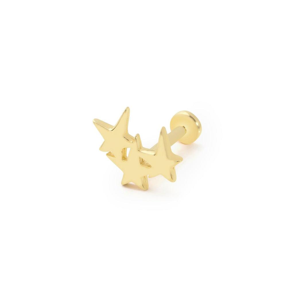 14k Gold Three Star Model Tragus Piercing