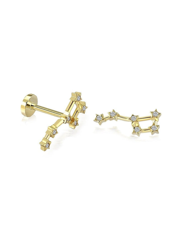 14k Gold Tragus Piercing with Big Bear Motif