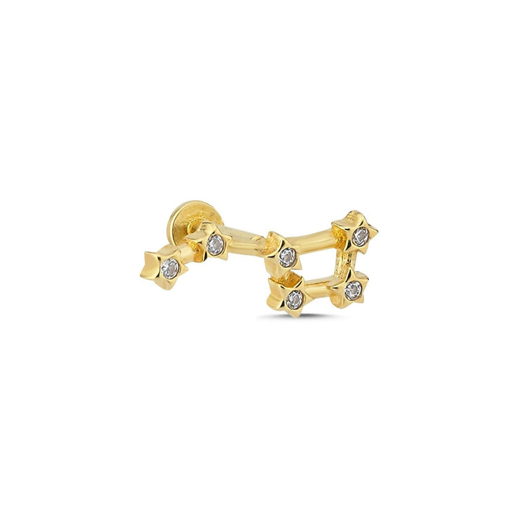 14k Gold Tragus Piercing with Big Bear Motif