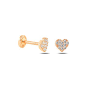 14k Gold Stone Heart Tragus Piercing