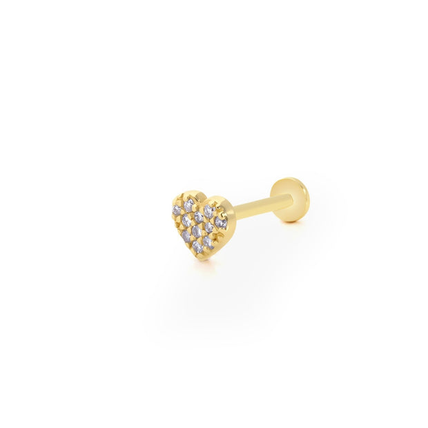 14k Gold Stone Heart Tragus Piercing