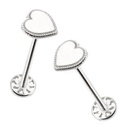 14k Gold Minimal Heart Pattern Tragus Piercing with Engraving Detail