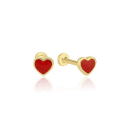 14k Gold Red Enamel Heart Pattern Tragus Piercing