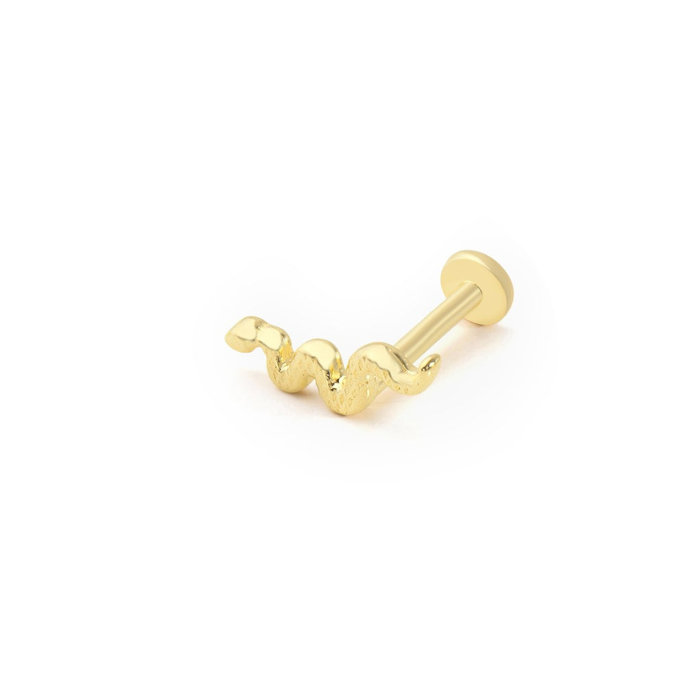 14k Gold Snake Pattern Tragus Piercing