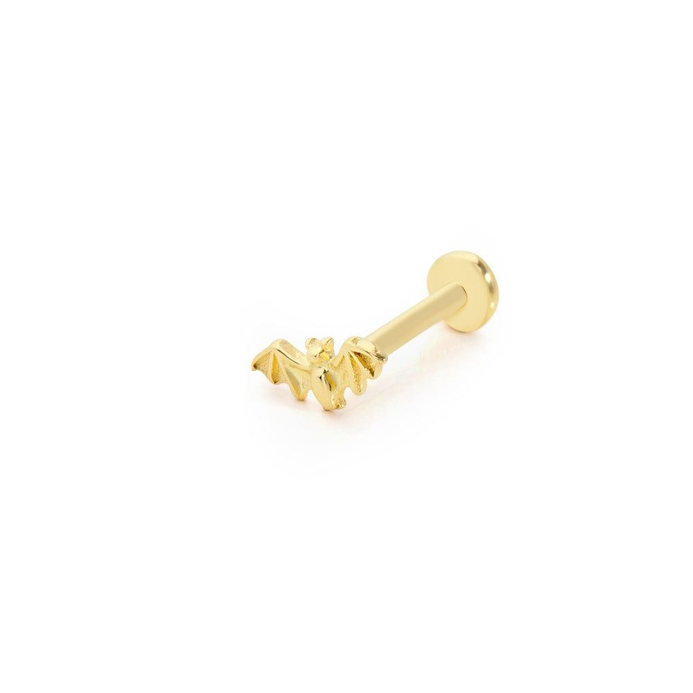 14k Gold Bat Pattern Minimal Tragus Piercing