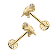 14k Gold Unicorn Pattern Solitaire Tragus Piercing