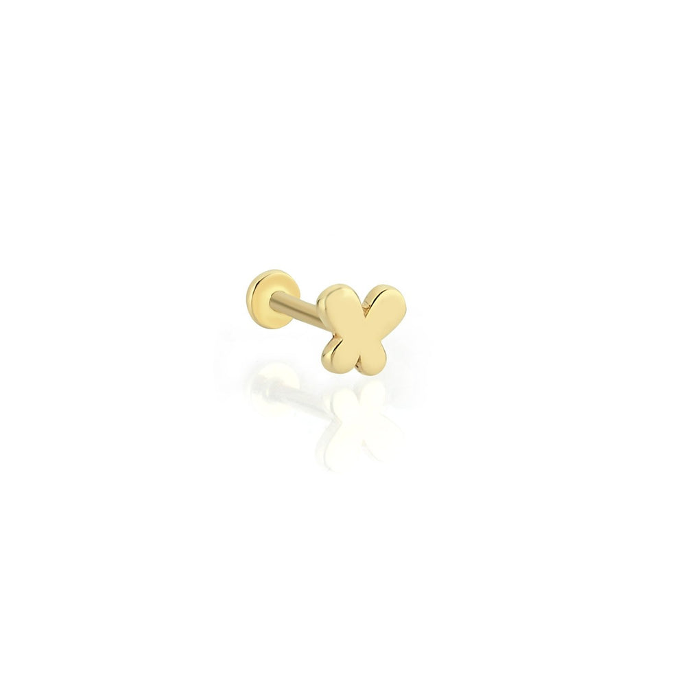 14k Gold Butterfly Plate Tragus Piercing