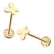 14k Gold Butterfly Plate Tragus Piercing