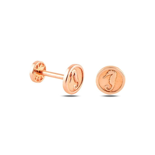 14k Gold Seahorse Medallion Tragus Piercing