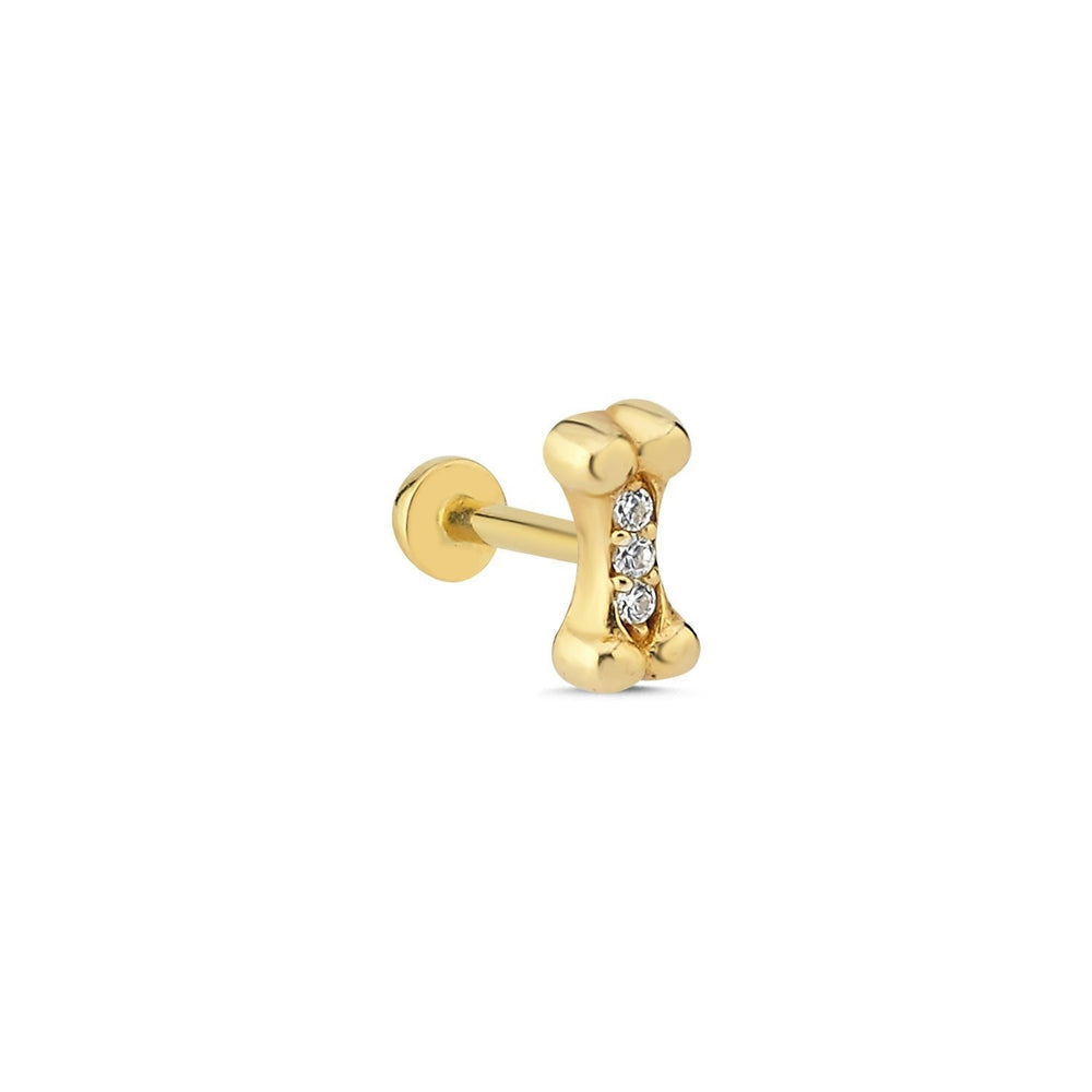 14k Gold Bone Three Stone Tragus Piercing