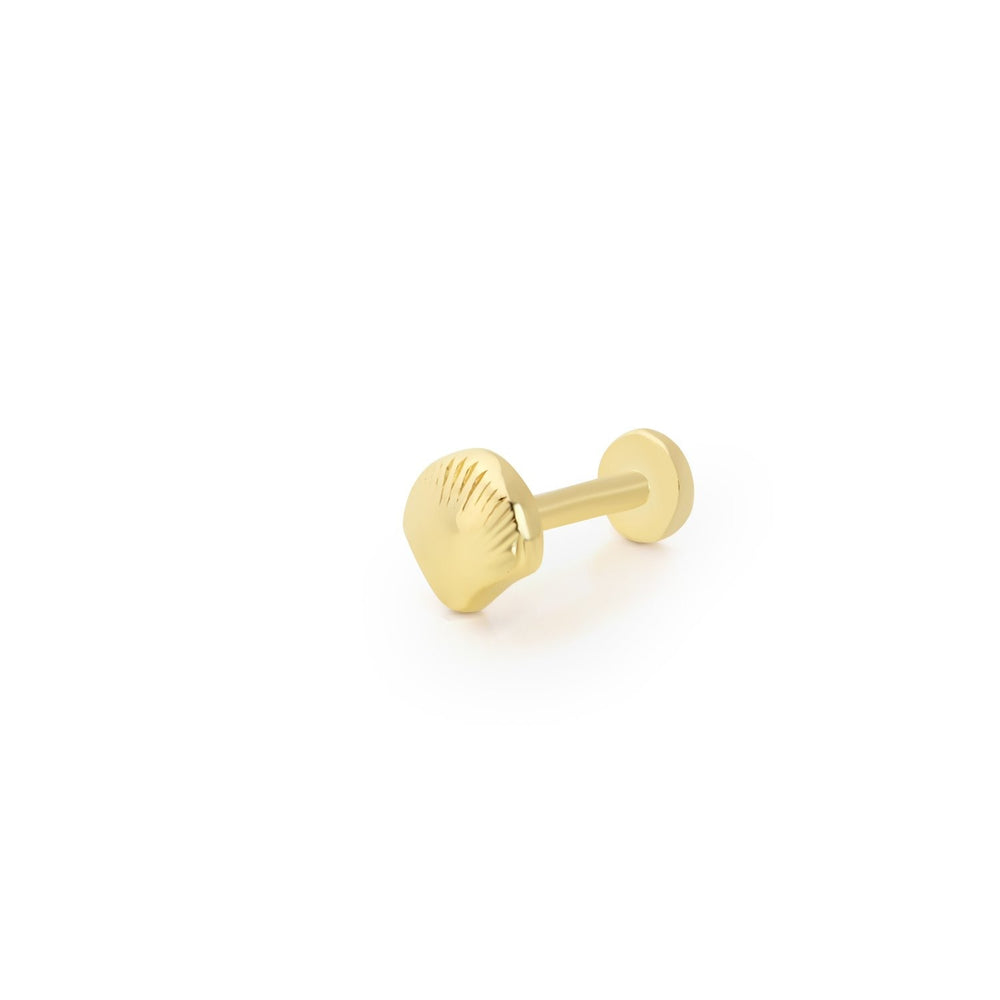 14k Gold Seashell Pattern Minimal Tragus Piercing