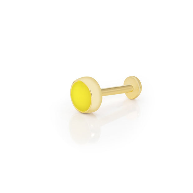 14k Gold Round Model Yellow Enamel Tragus Piercing