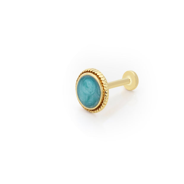 14k Gold Aqua Mineli Circle Piercing