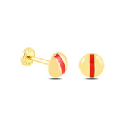 14k Gold Round Tragus Piercing with Red Stripes