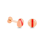 14k Gold Round Tragus Piercing with Red Stripes