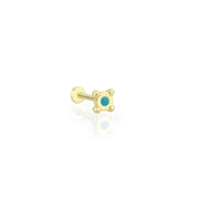 14k Gold Mini Top Model Blue Enamel Tragus Piercing