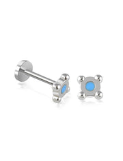 14k Gold Mini Top Model Blue Enamel Tragus Piercing