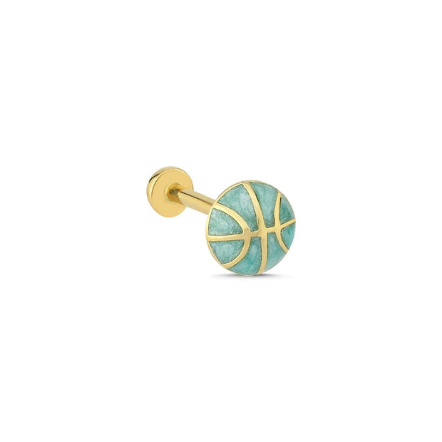 14k Gold Basketball Model Blue OpalTragus Piercing