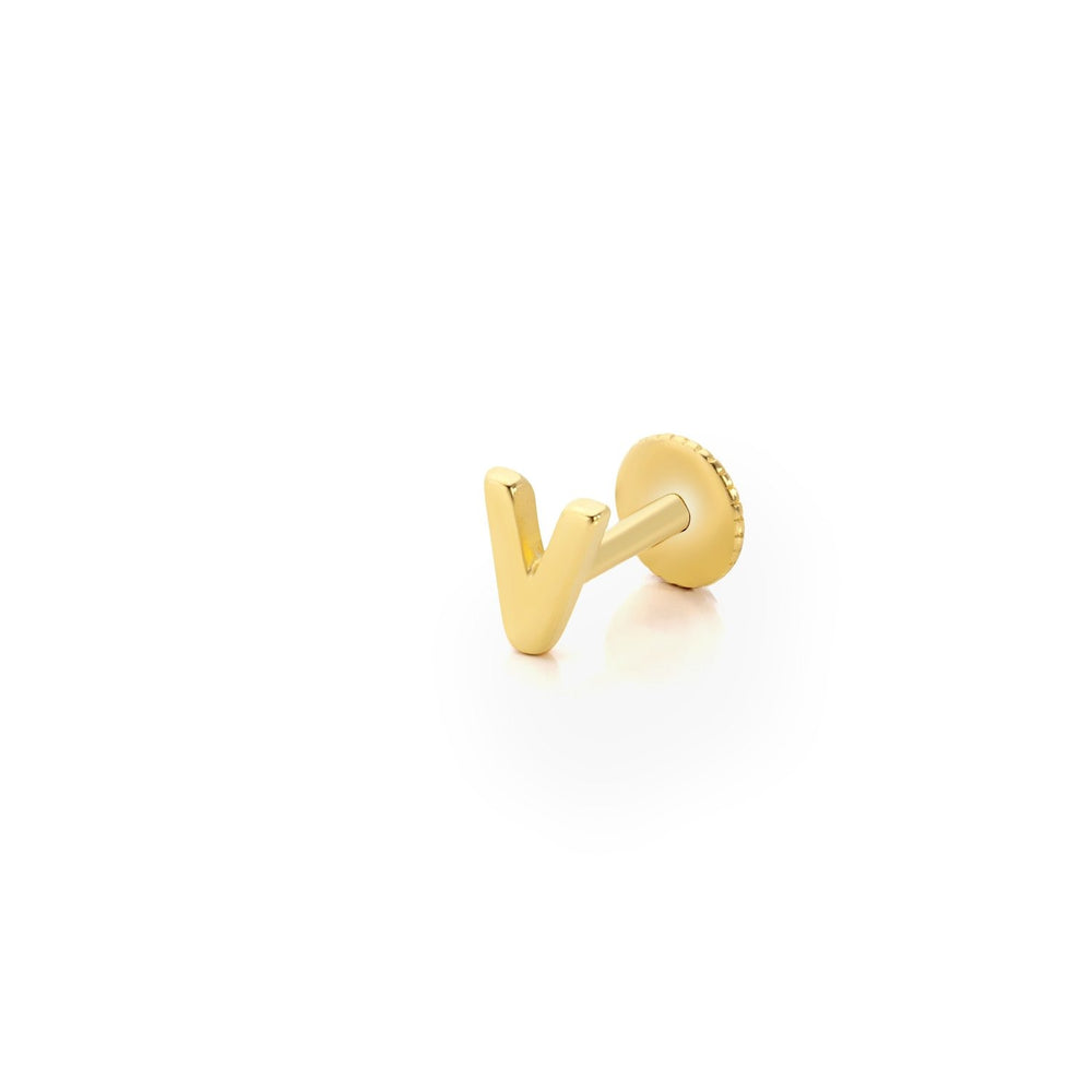 14k Gold Letter V Tragus Piercing