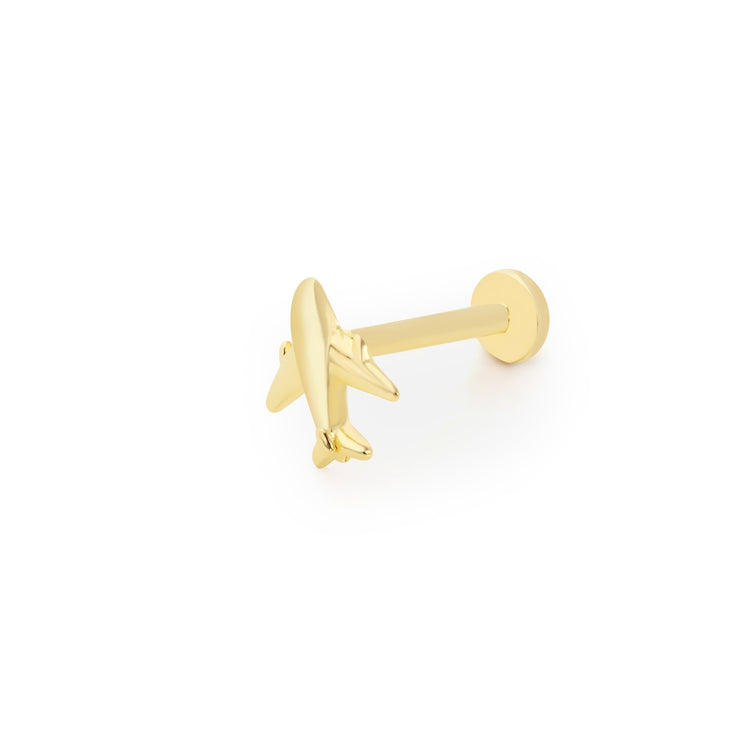 14k Gold Airplane Model Tragus Piercing