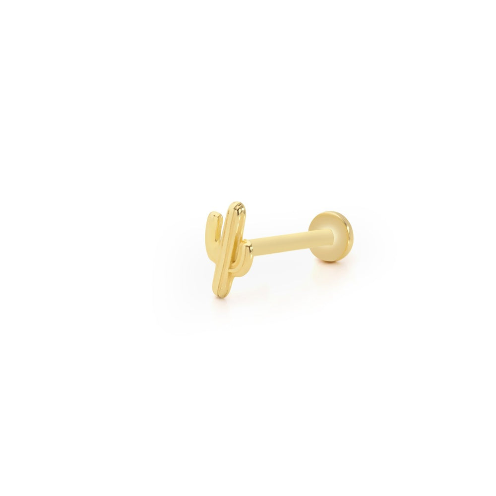 14k Gold Tall Cactus Model Tragus Piercing