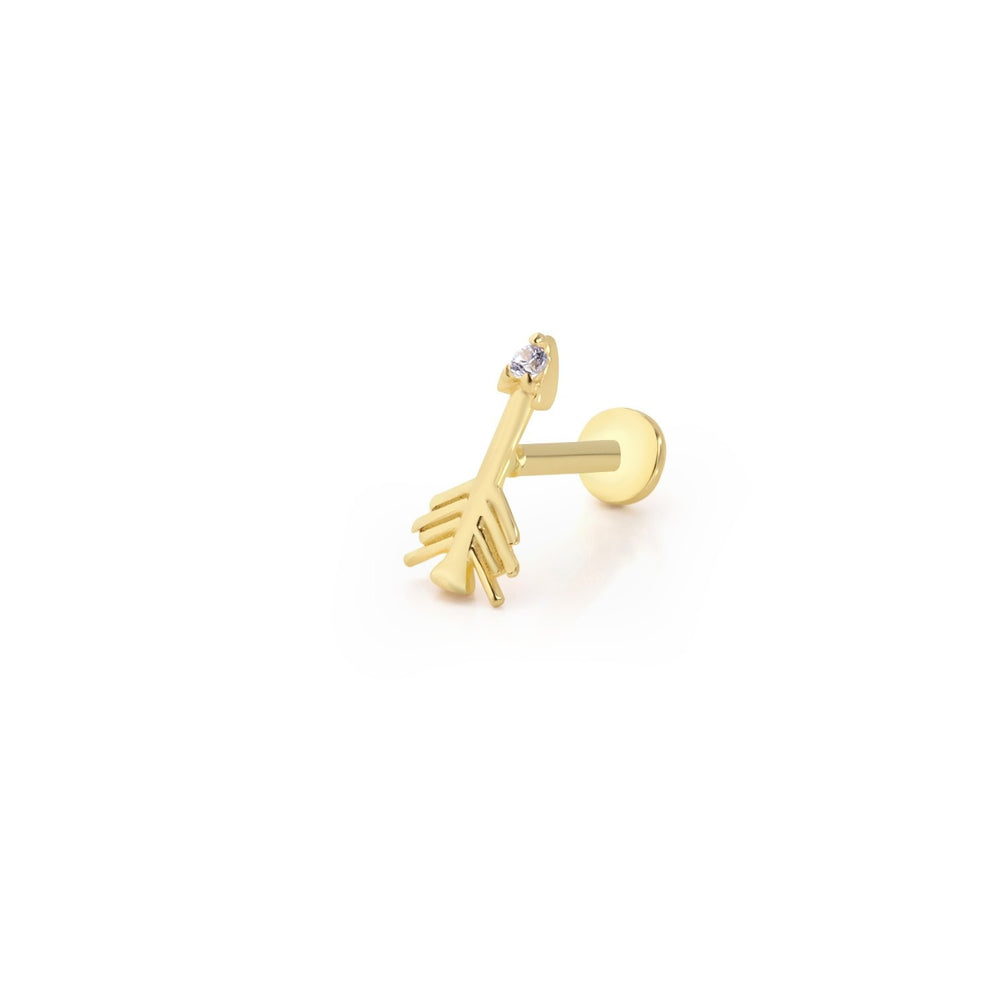 14k Gold Arrow Model Solitaire Tragus Piercing