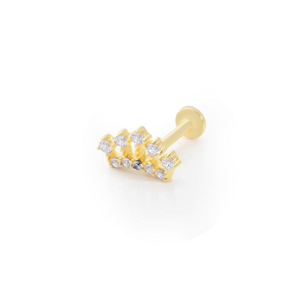 14k Gold Crown Model Stone Tragus Piercing