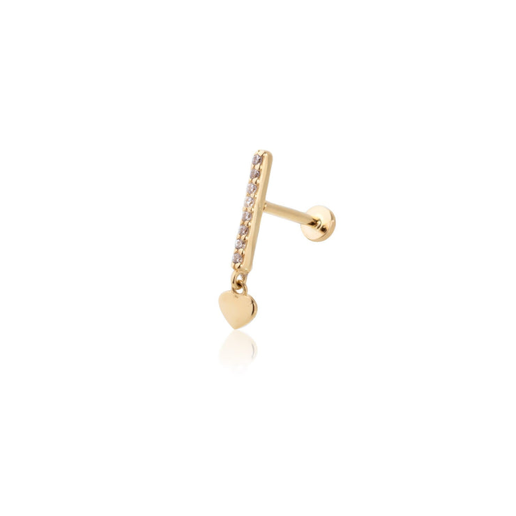 14k Gold Heart Tragus Piercing on Eight Stone Sticks