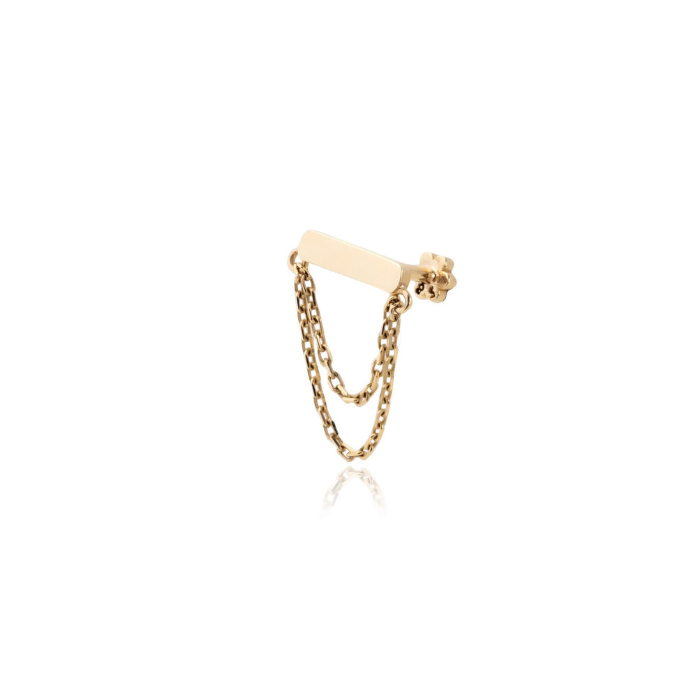 14k Gold Straight Bar Compound Chain Tragus Piercing