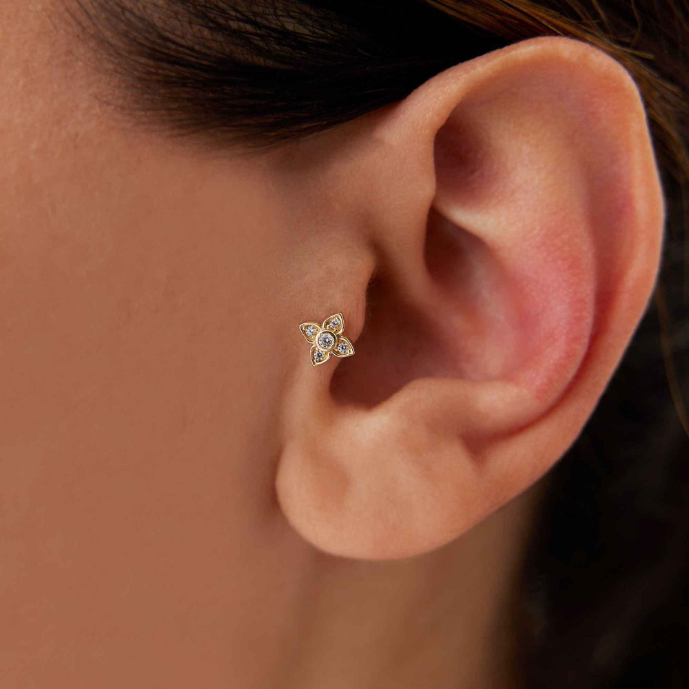 14k Gold Flower Tragus