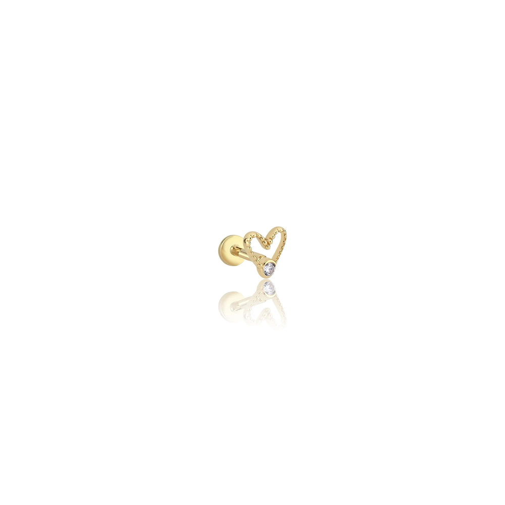 14k Gold Solitaire Heart Tragus