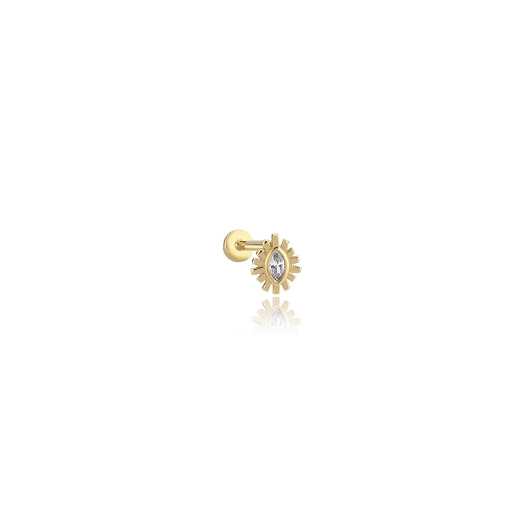 14k Gold Marquise Stone Eyelash Tragus