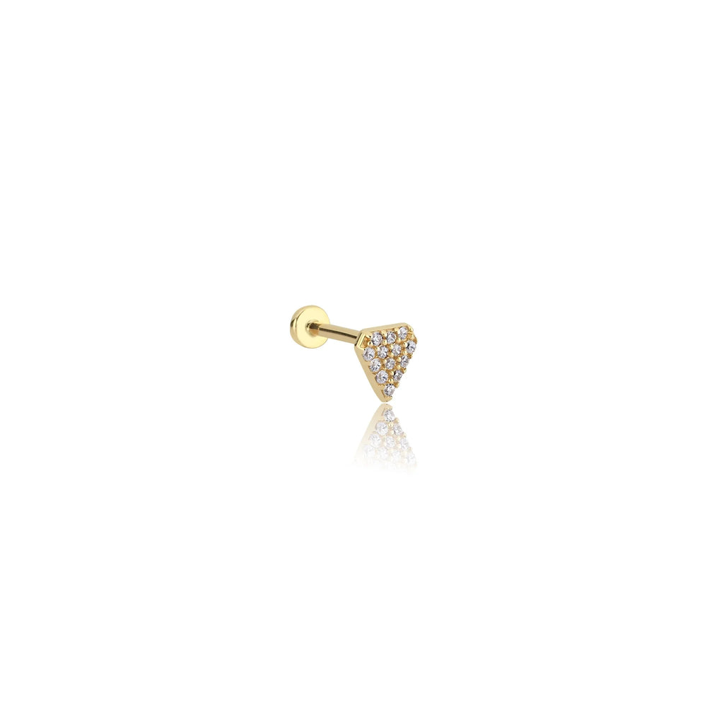 14k Gold Gemstone Diamond Shape Tragus